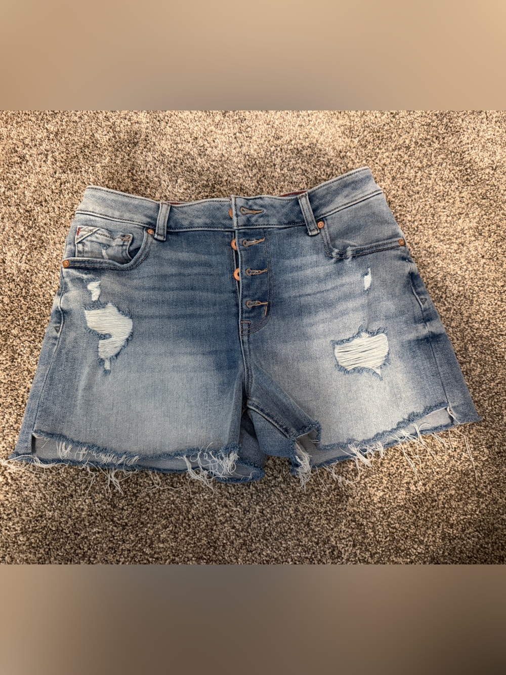 Maurice's edge Light Blue Distressed Button-Front Denim Shorts